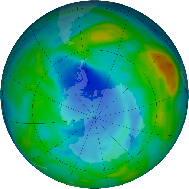 Antarctic ozone map for 16 May 1984